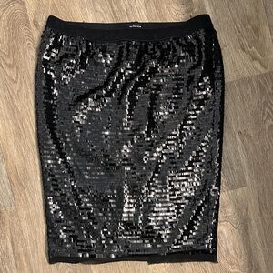 Who What Wear Black Sequin Pencil Skirt